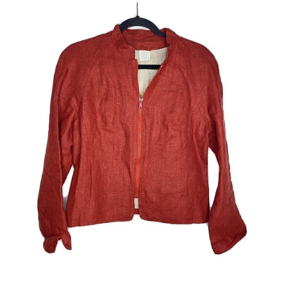 VTG Rosenorn Jacket Size Small Women's 100% Linen Long Sleeve Full Zip Pockets - Picture 1 of 4